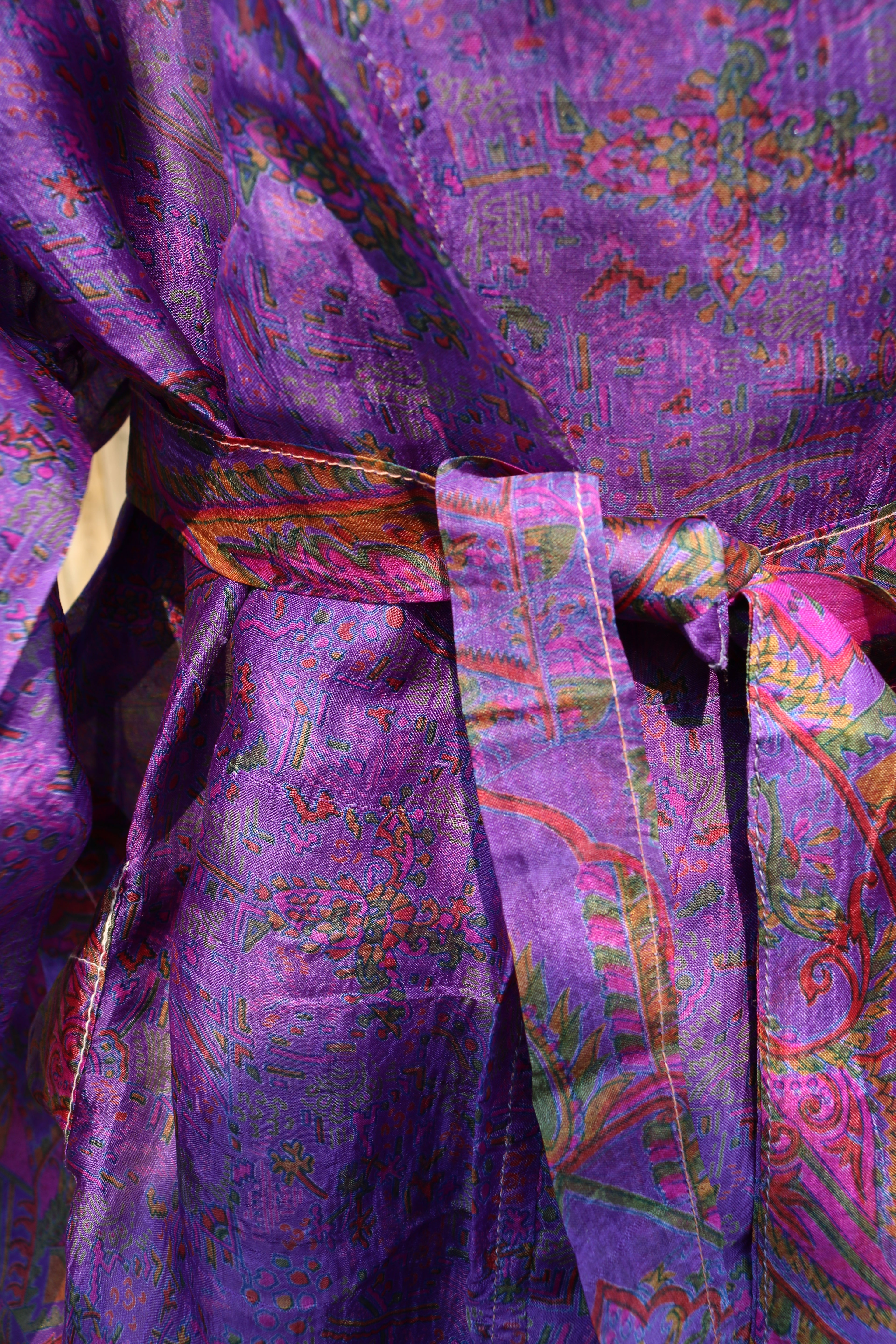Amethyst Dusk Silk Saree Kimono Robe