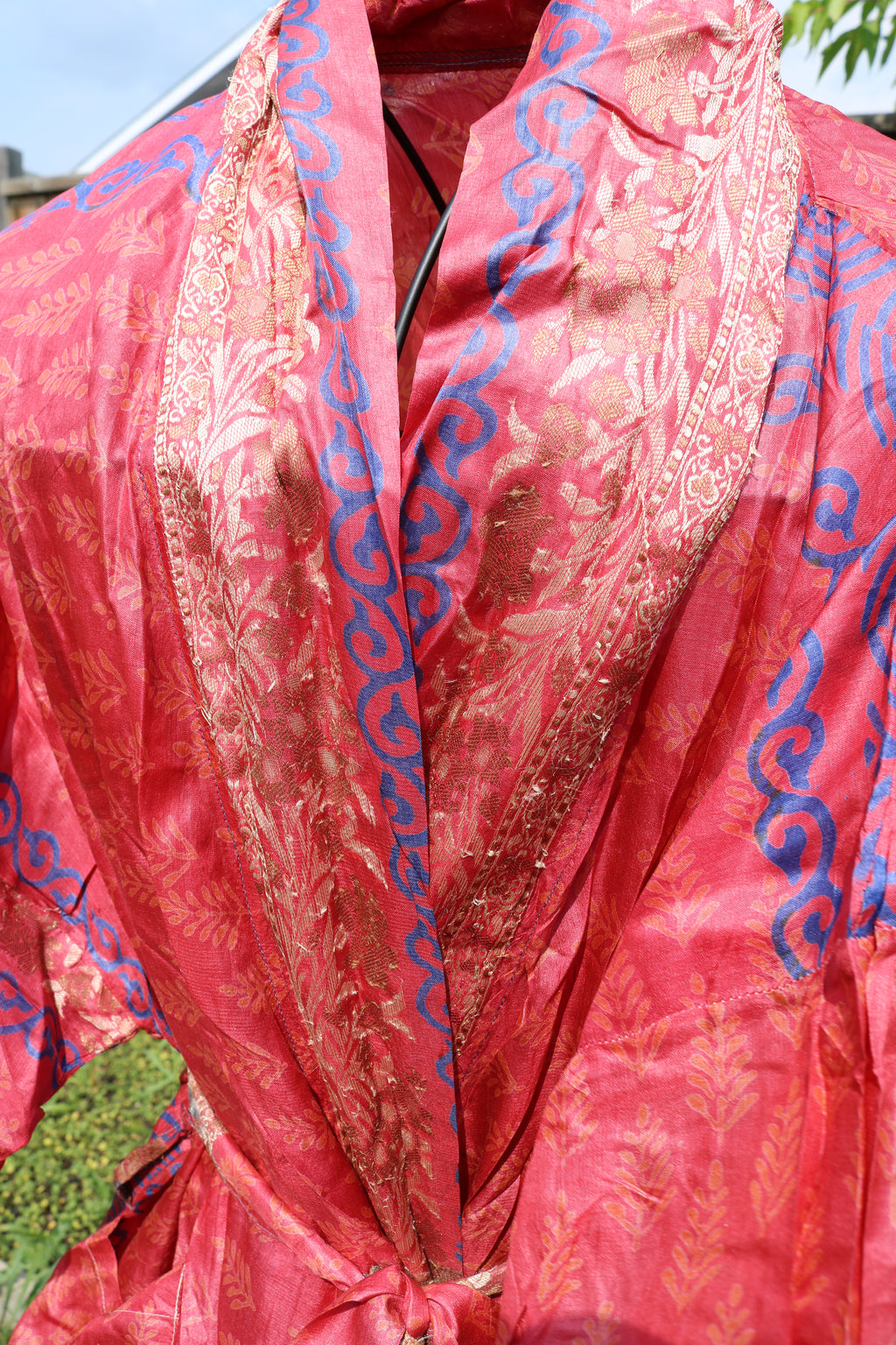 Peachy Love Silk Saree Kimono Robe