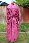 Pink Blossoms Silk Saree Kimono Robe