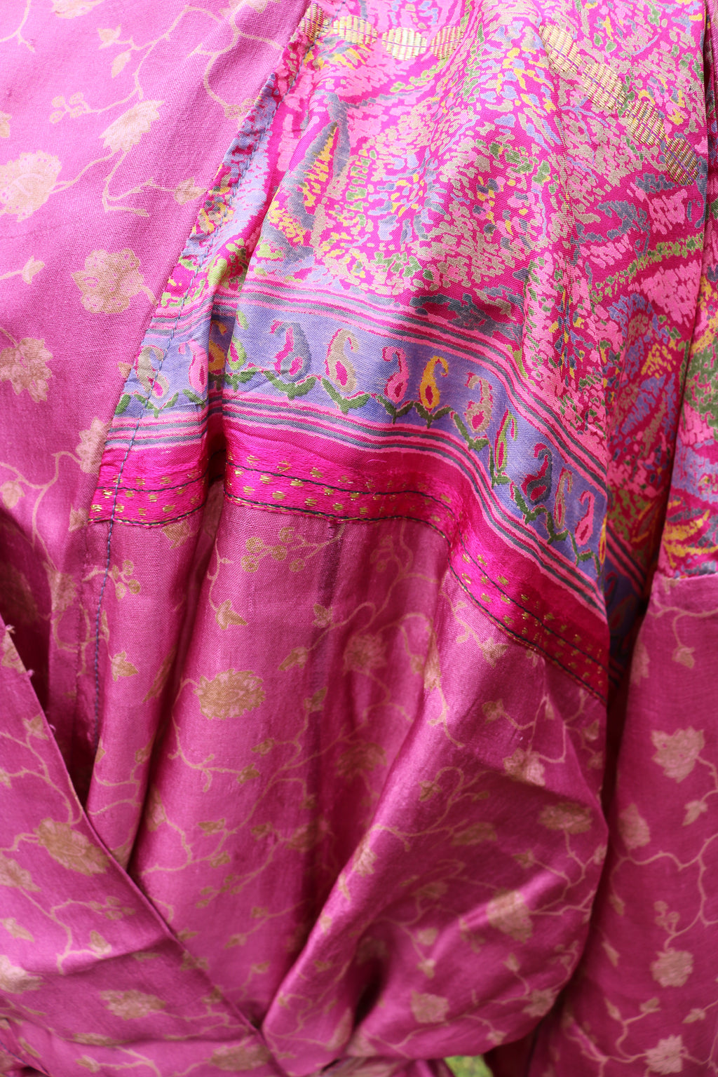 Pink Blossoms Silk Saree Kimono Robe