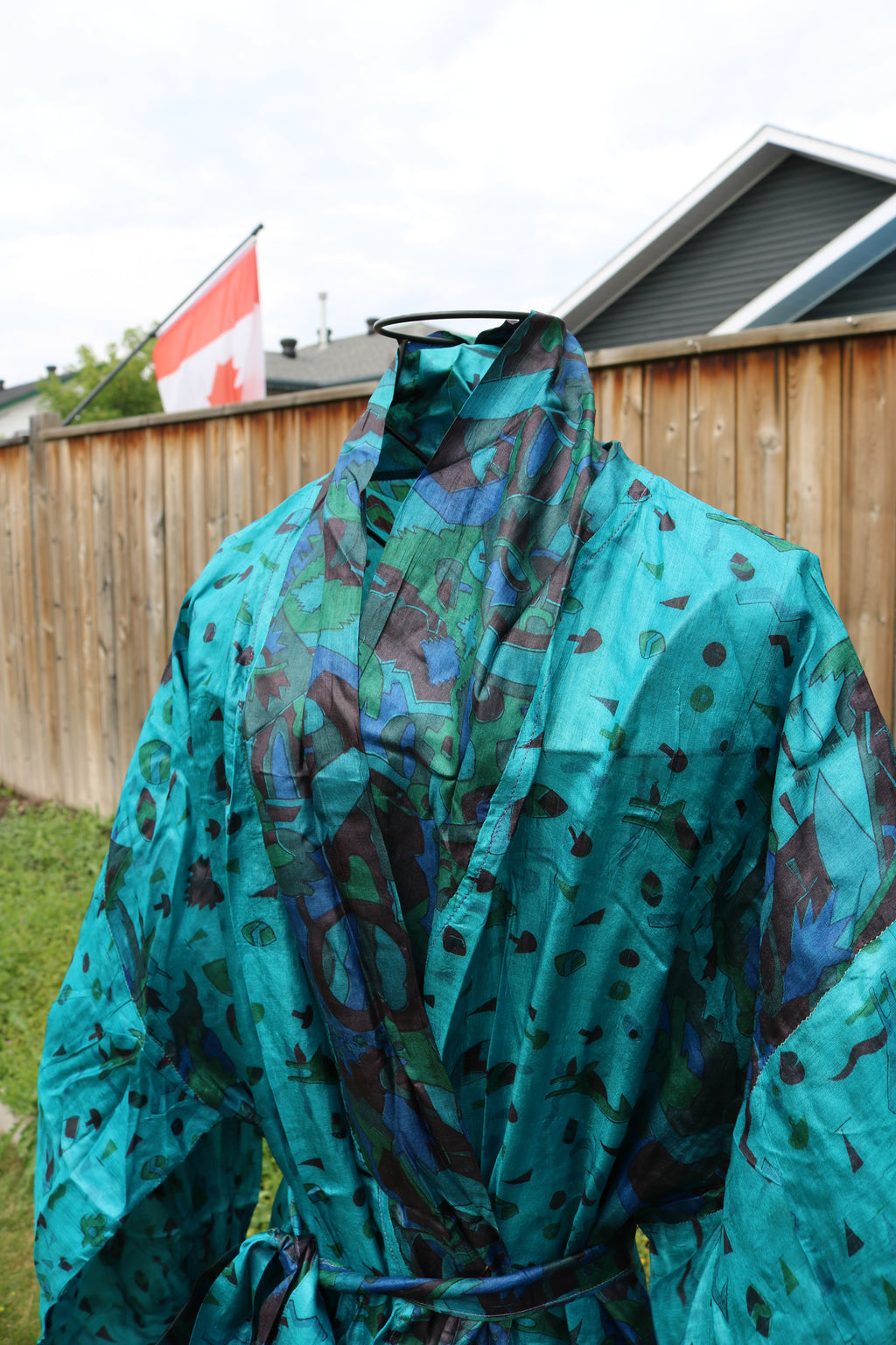 Deep Tide Silk Saree Kimono Robe