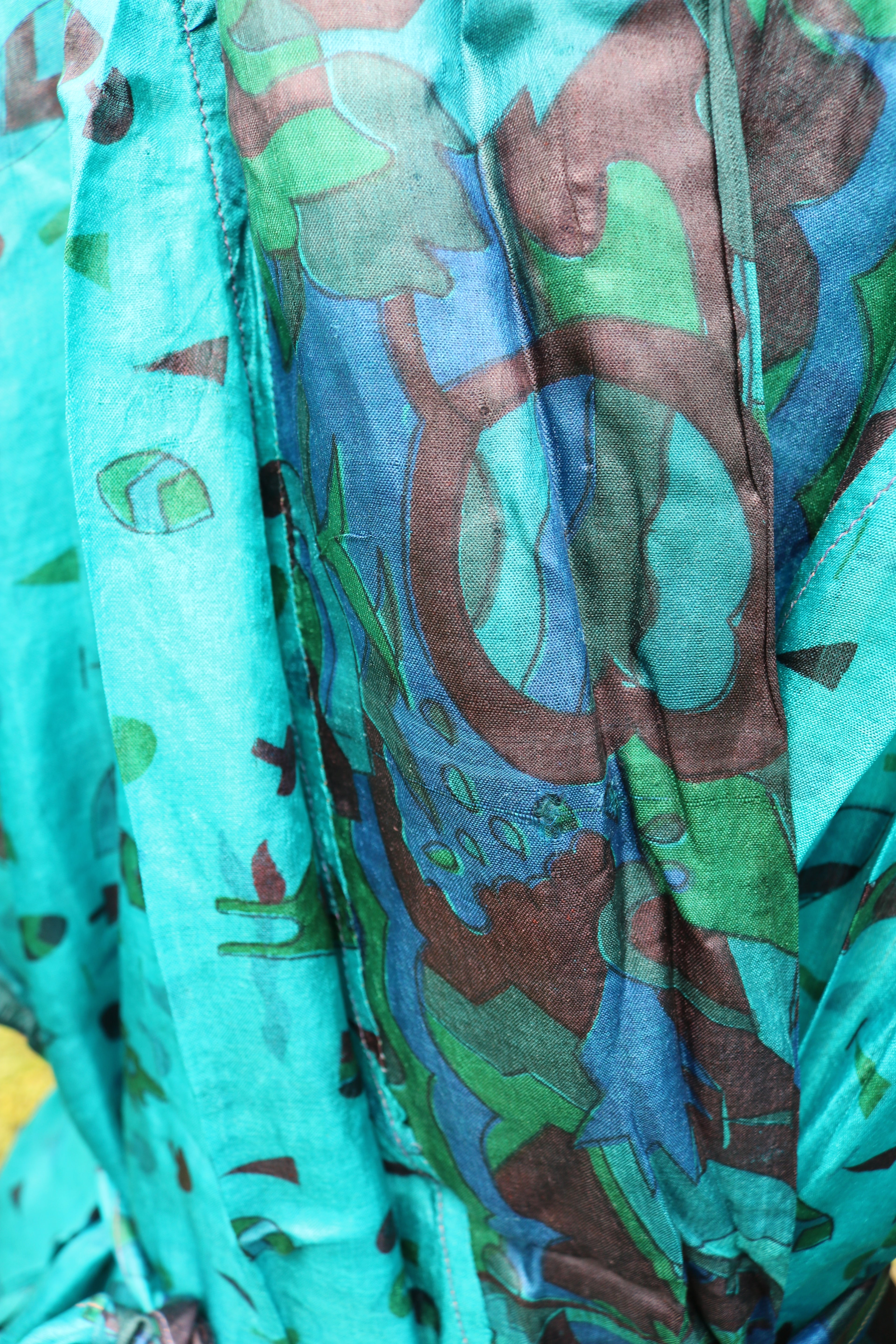 Deep Tide Silk Saree Kimono Robe