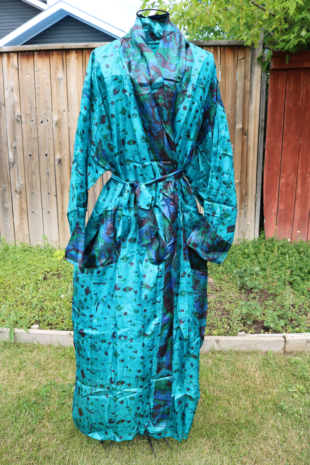 Deep Tide Silk Saree Kimono Robe