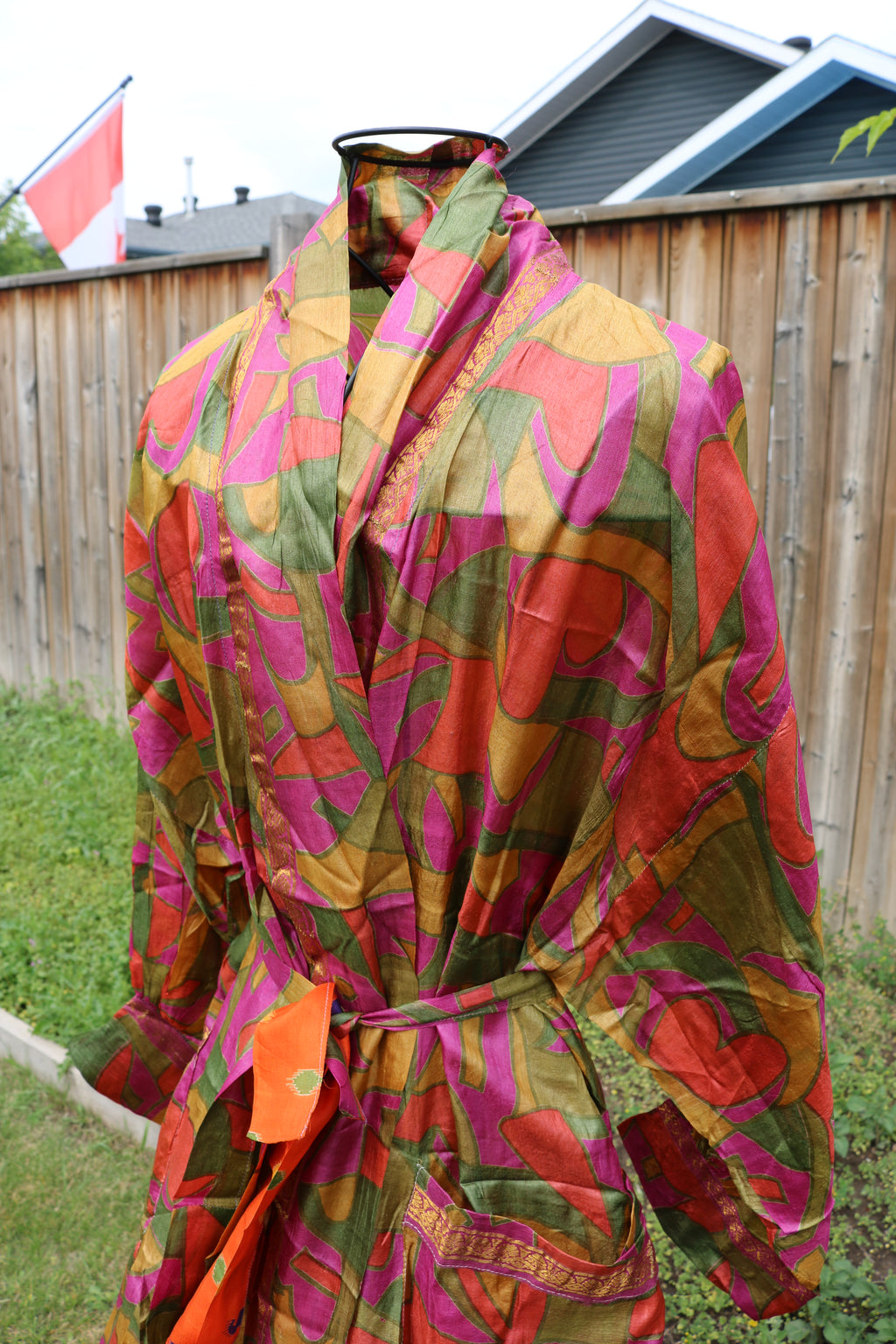 Prism Dance Silk Saree Kimono Robe