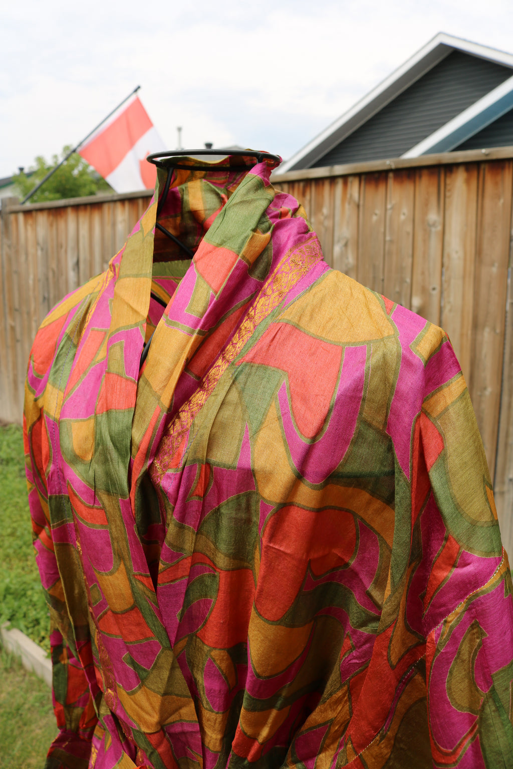 Prism Dance Silk Saree Kimono Robe