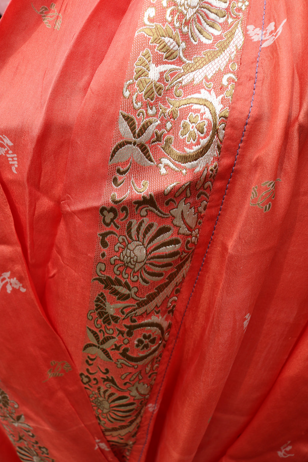 Tangerine Love Silk Saree Kimono Robe