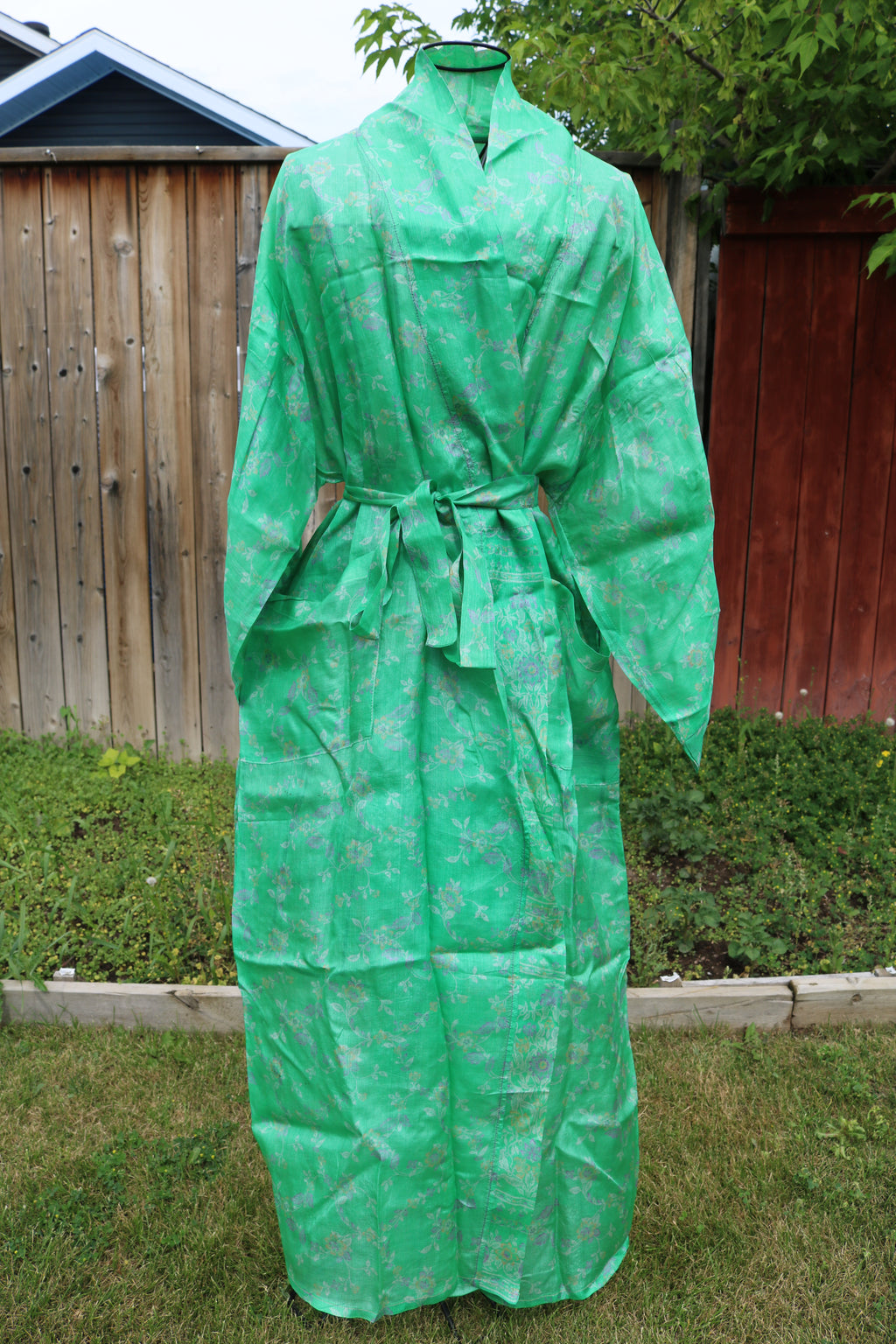 Minty Business Silk Saree Kimono Robe