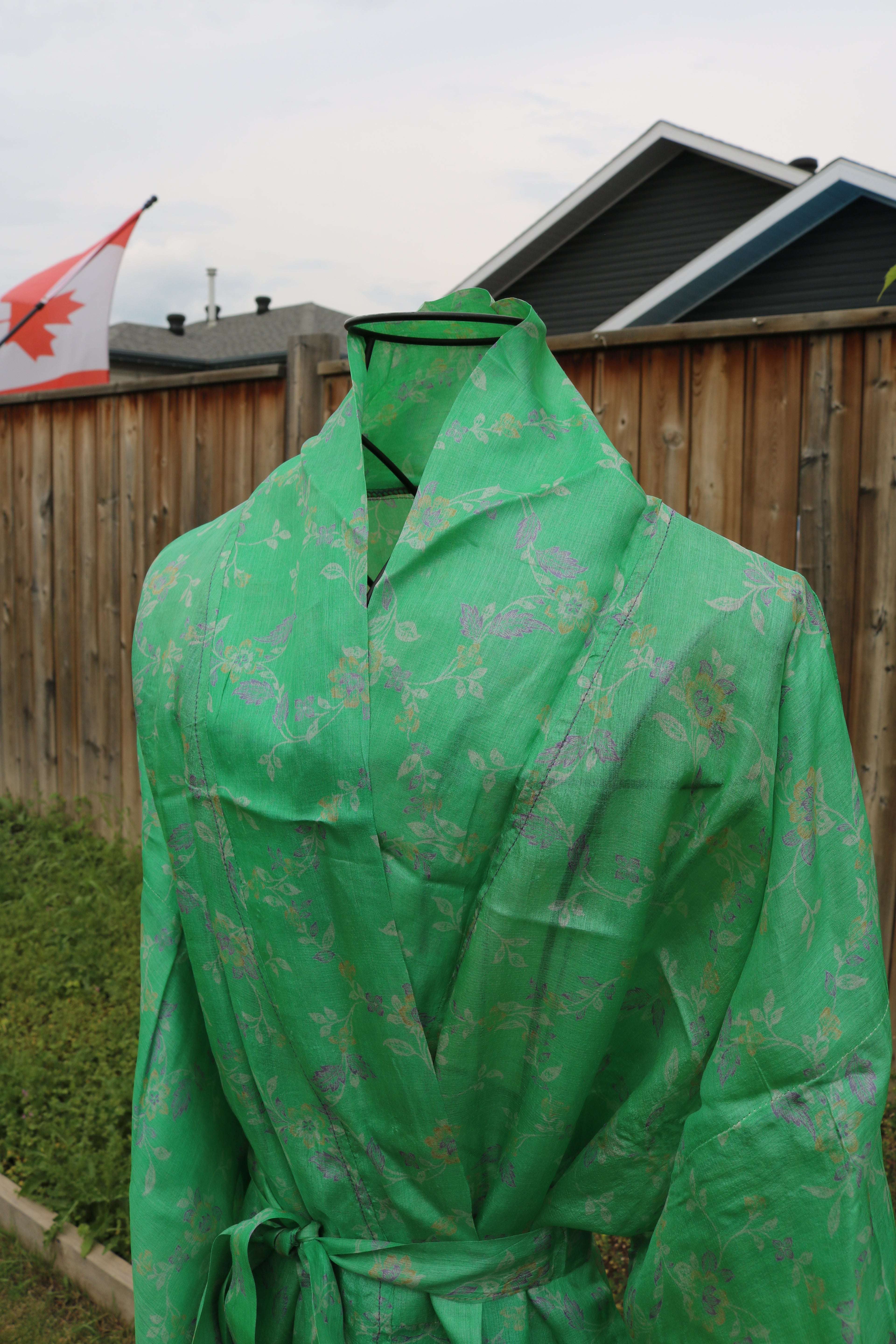 Minty Business Silk Saree Kimono Robe