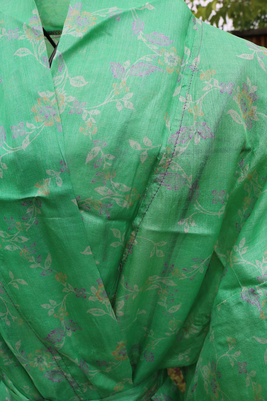Minty Business Silk Saree Kimono Robe