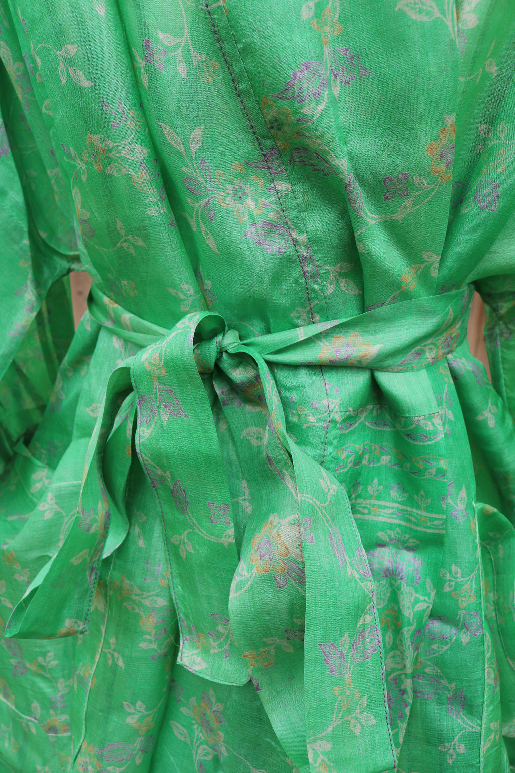 Minty Business Silk Saree Kimono Robe