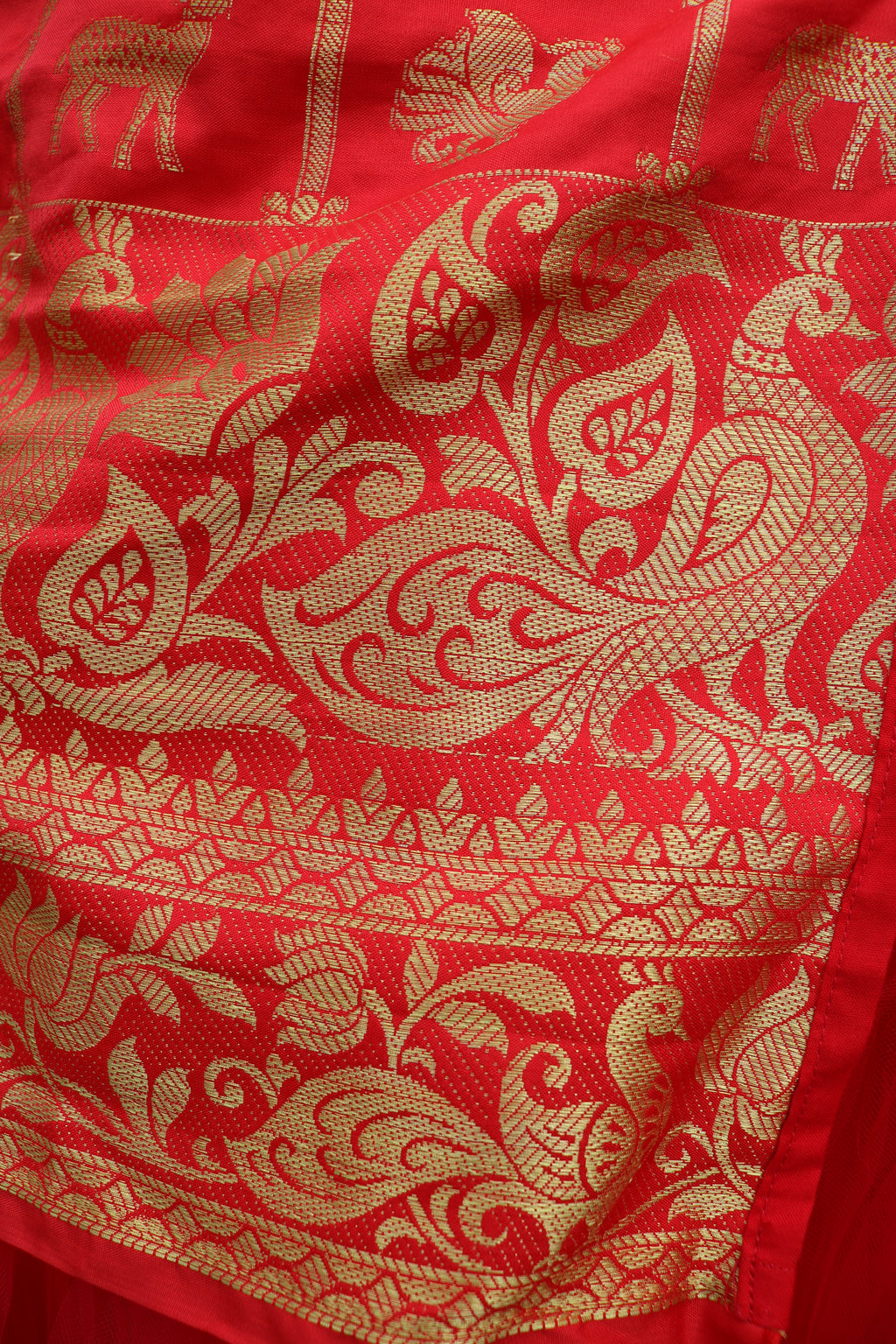 Golden Red Animals Above Knee Tulle Dress