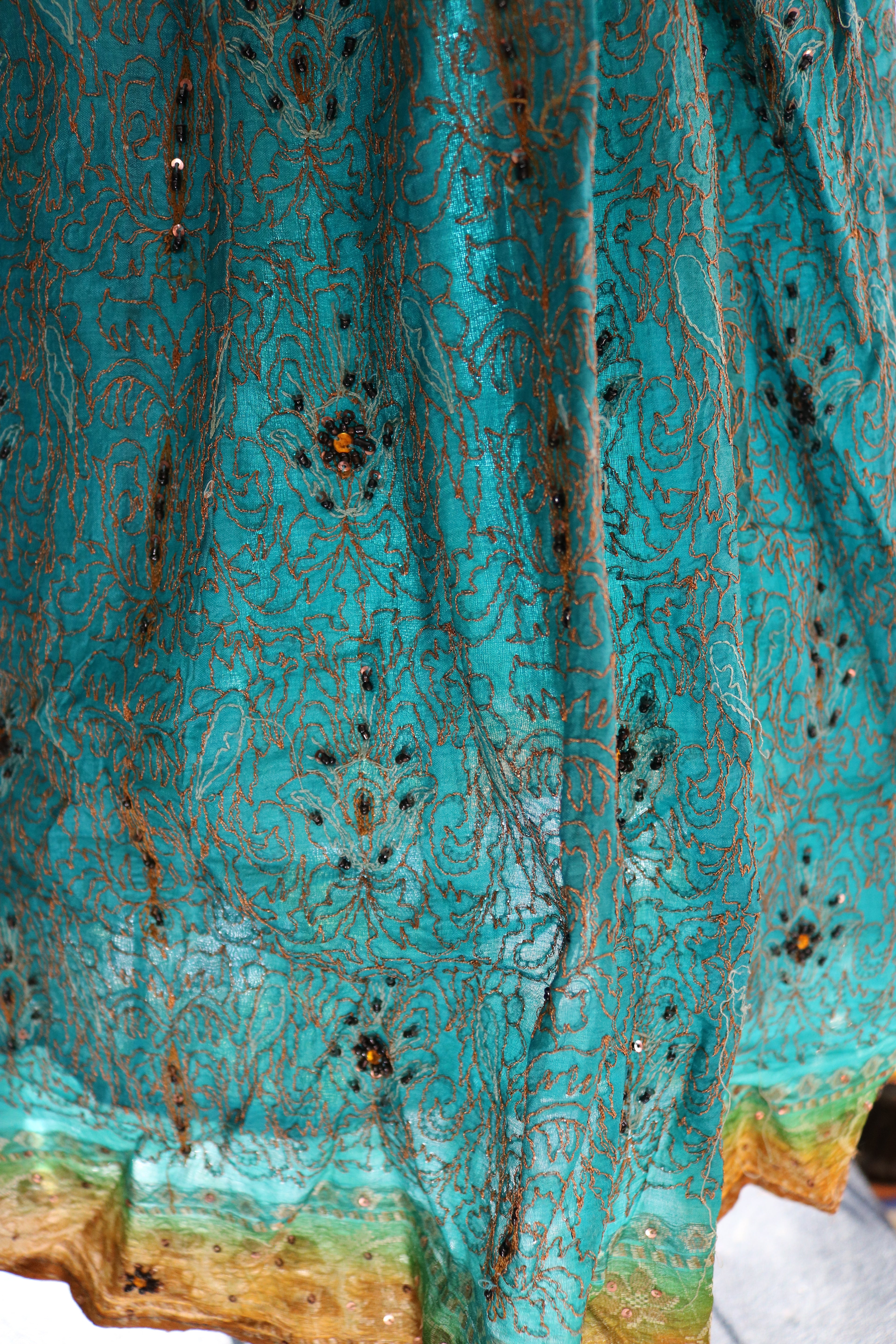 Minty Twirl Tales Midi Skirt