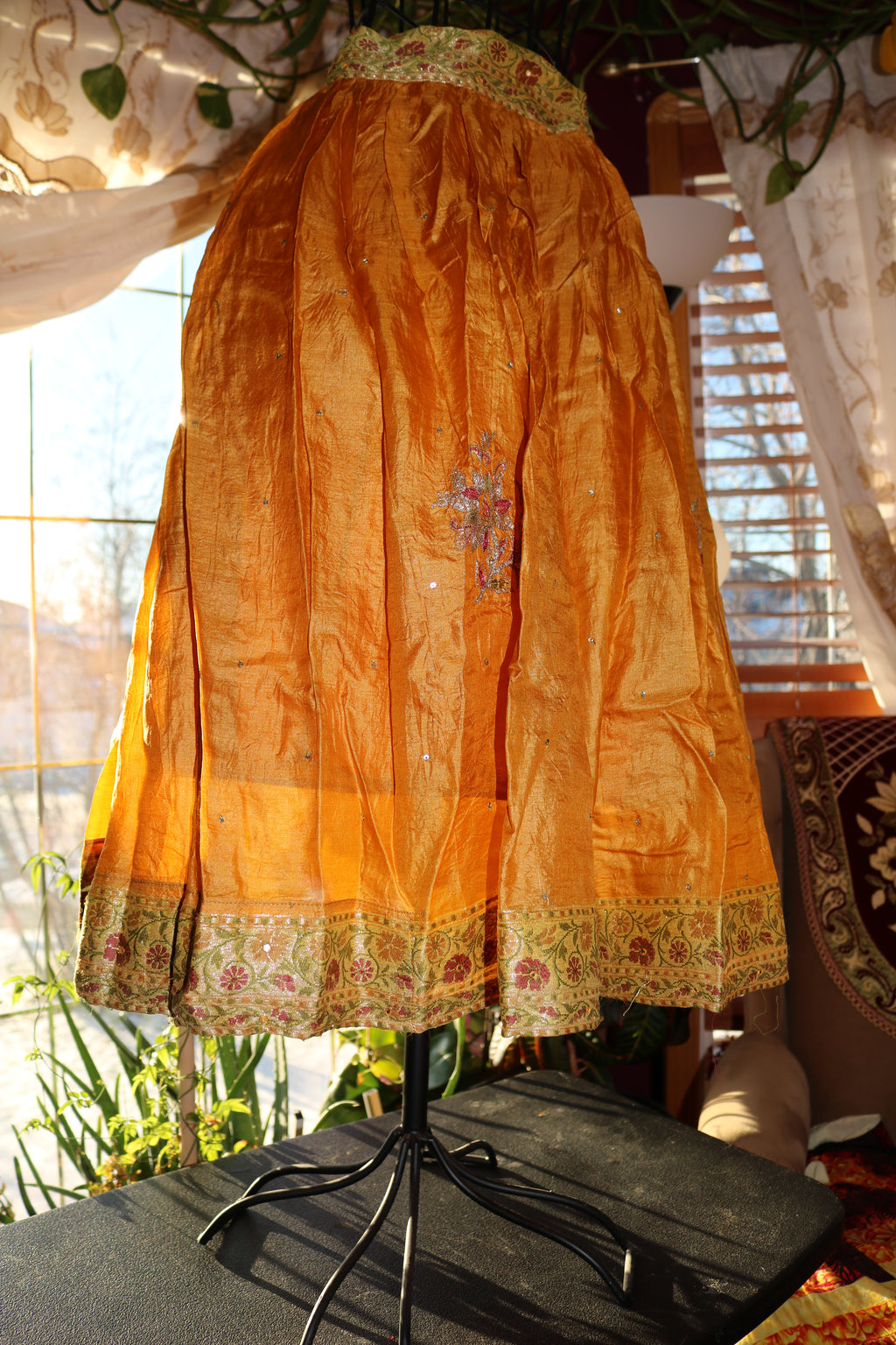 Turmeric Twirl Tales Midi Skirt