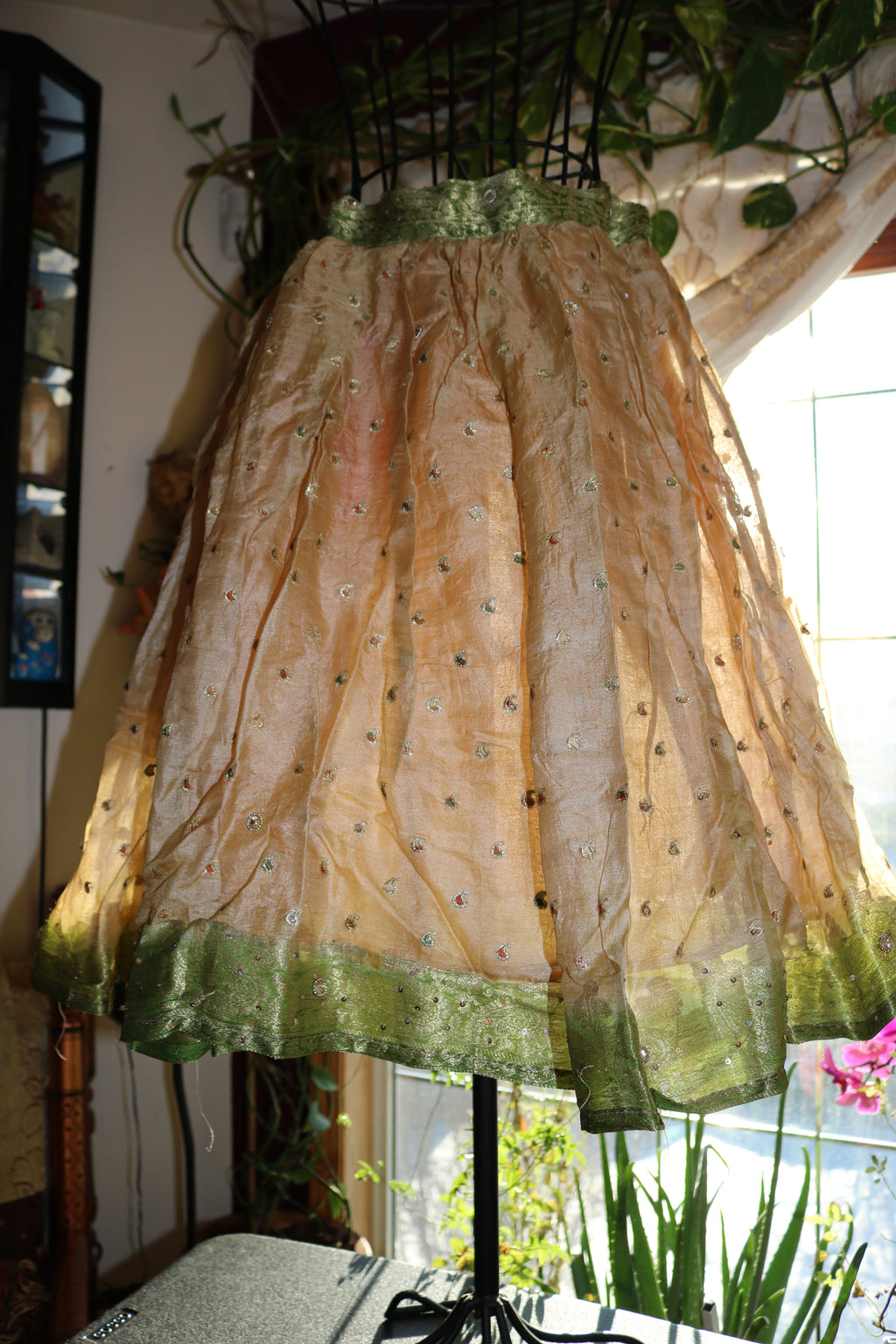 Sage Biscuit Twirl Tales Midi Skirt