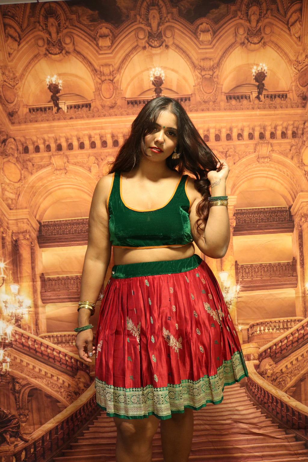 “Maharani’s Scarlet Forest” Mini Co-ord Set