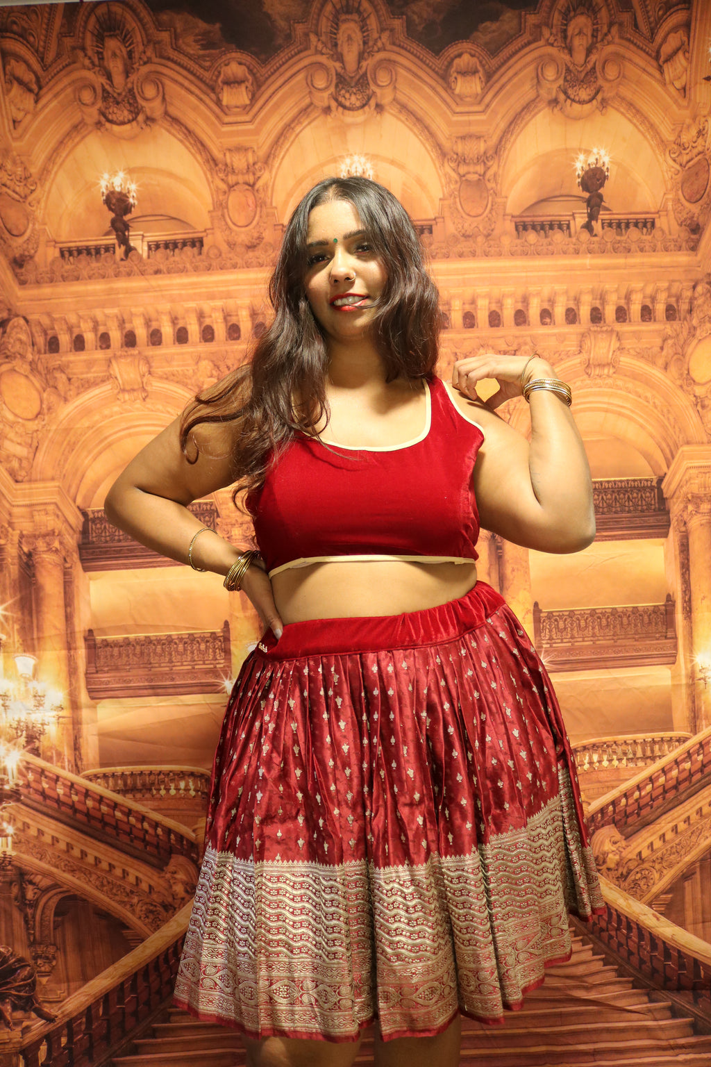 "Maharani's Scarlet Spell" Mini Co-ord Set