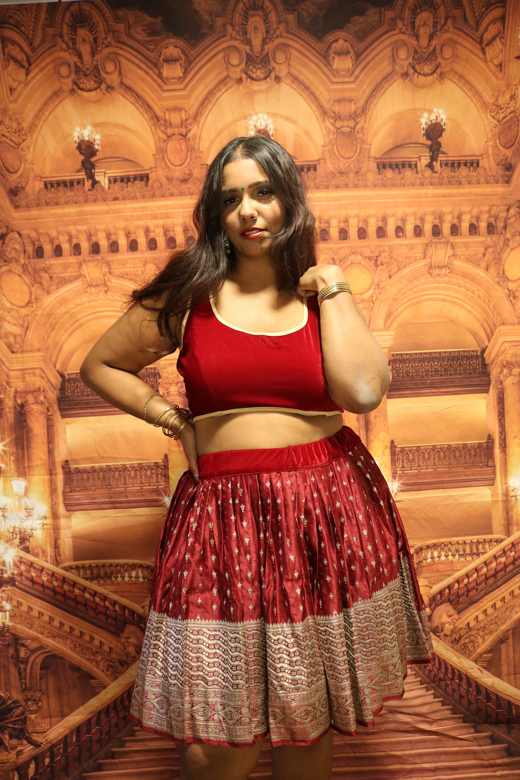 "Maharani's Scarlet Spell" Mini Co-ord Set