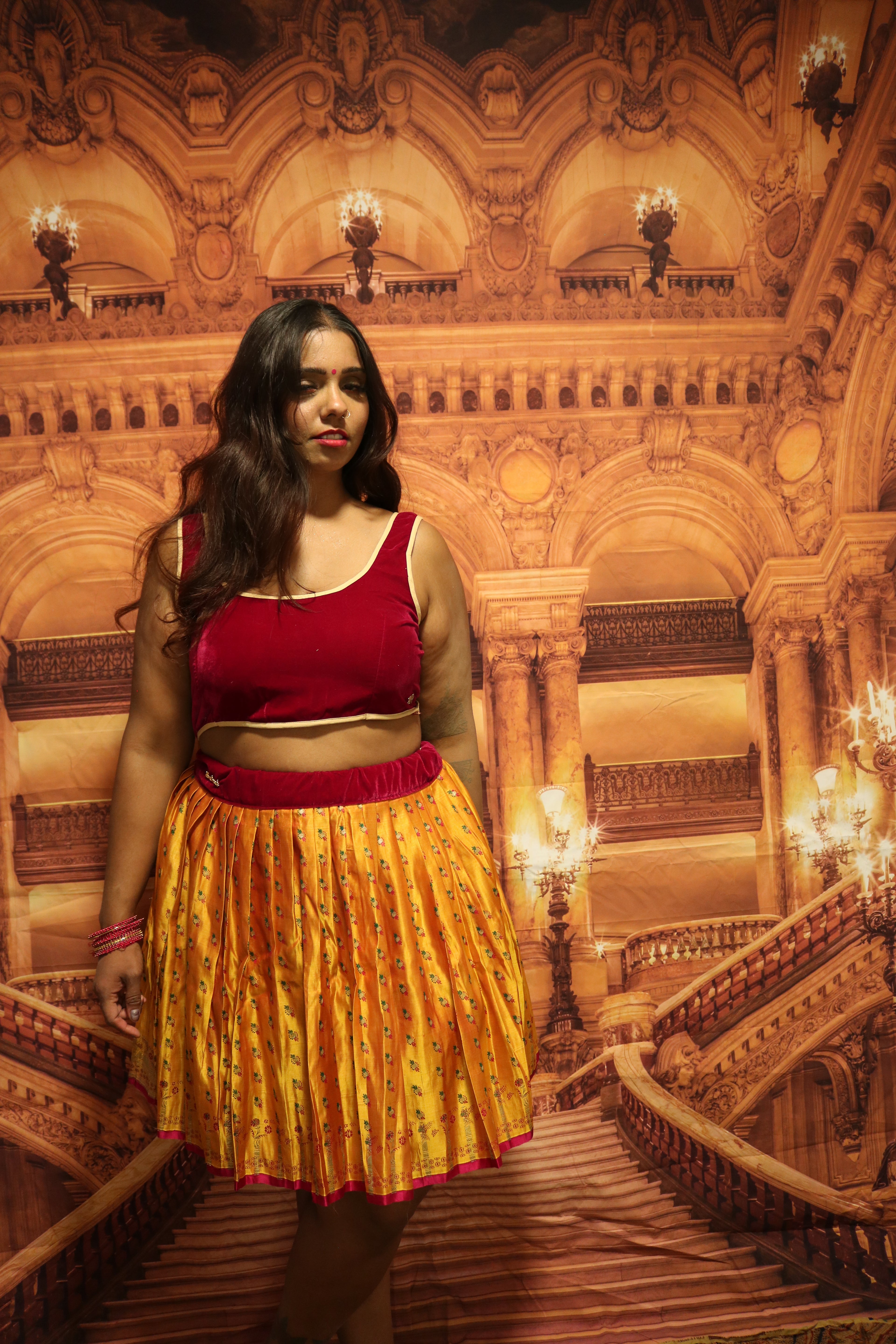 "Maharani's Sunset Majesty” Mini Co-ord Set