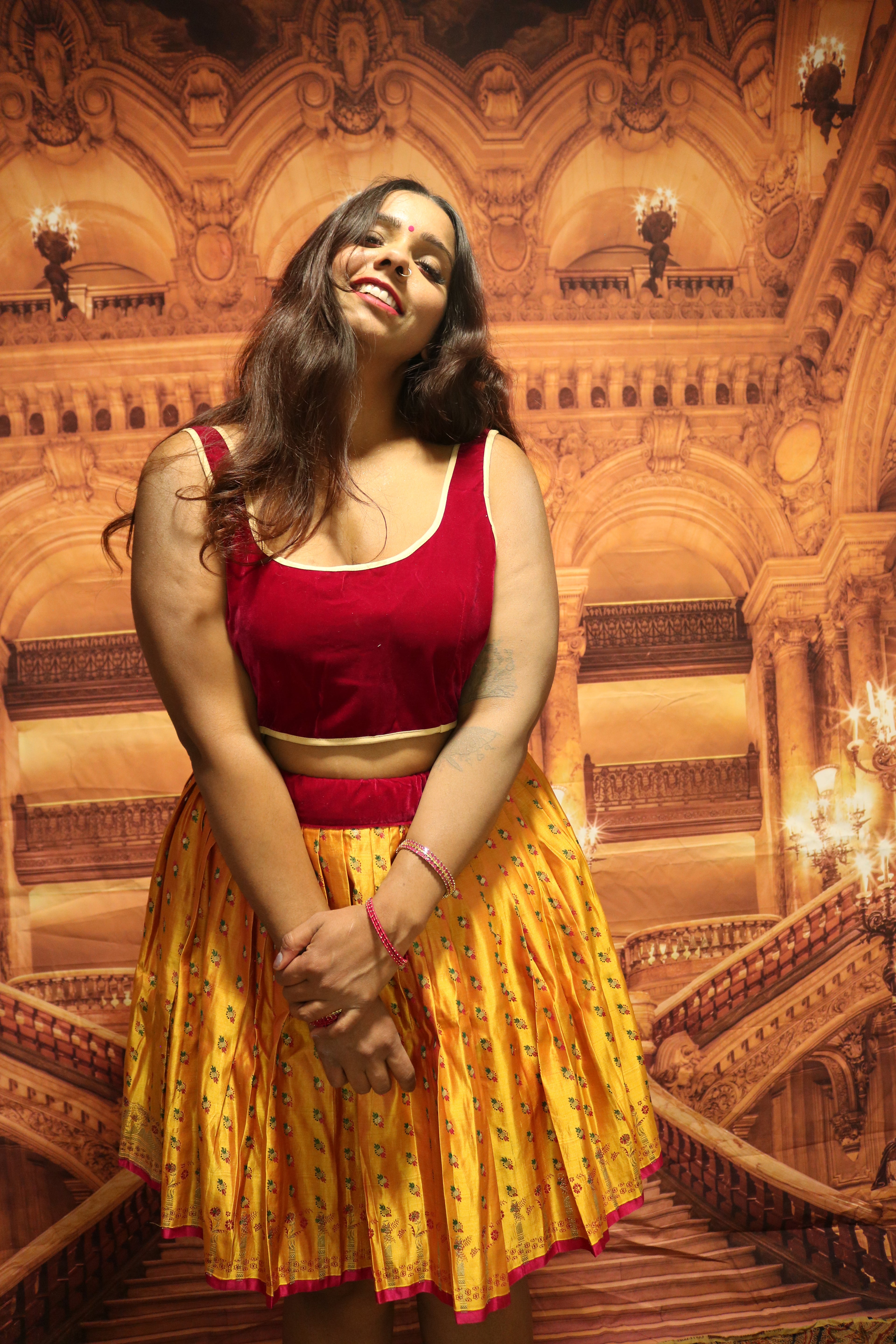 "Maharani's Sunset Majesty” Mini Co-ord Set