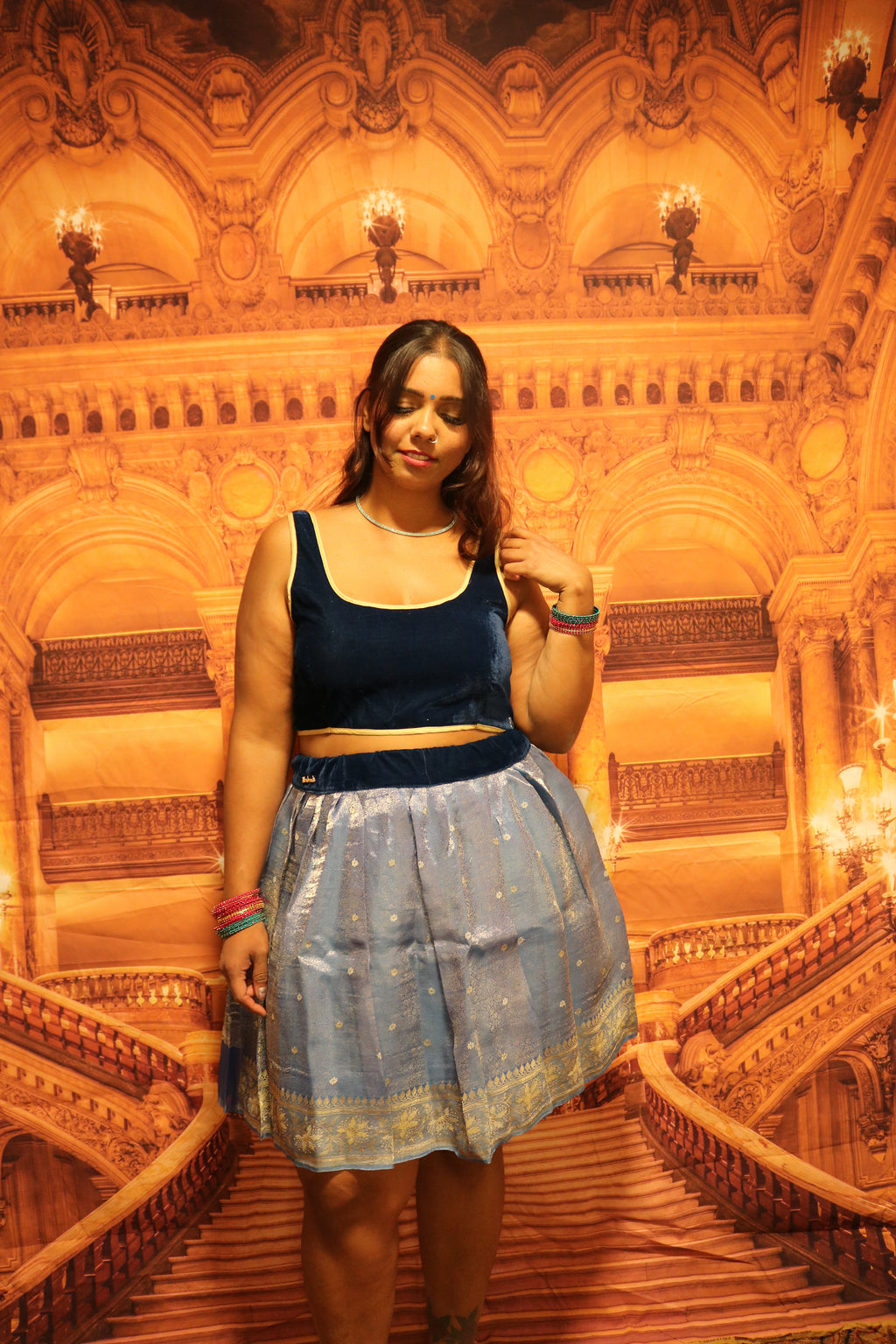 "Maharani's Sapphire Aura” Mini Co-ord Set