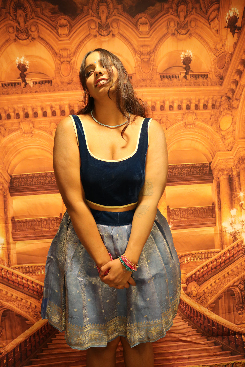 "Maharani's Sapphire Aura” Mini Co-ord Set