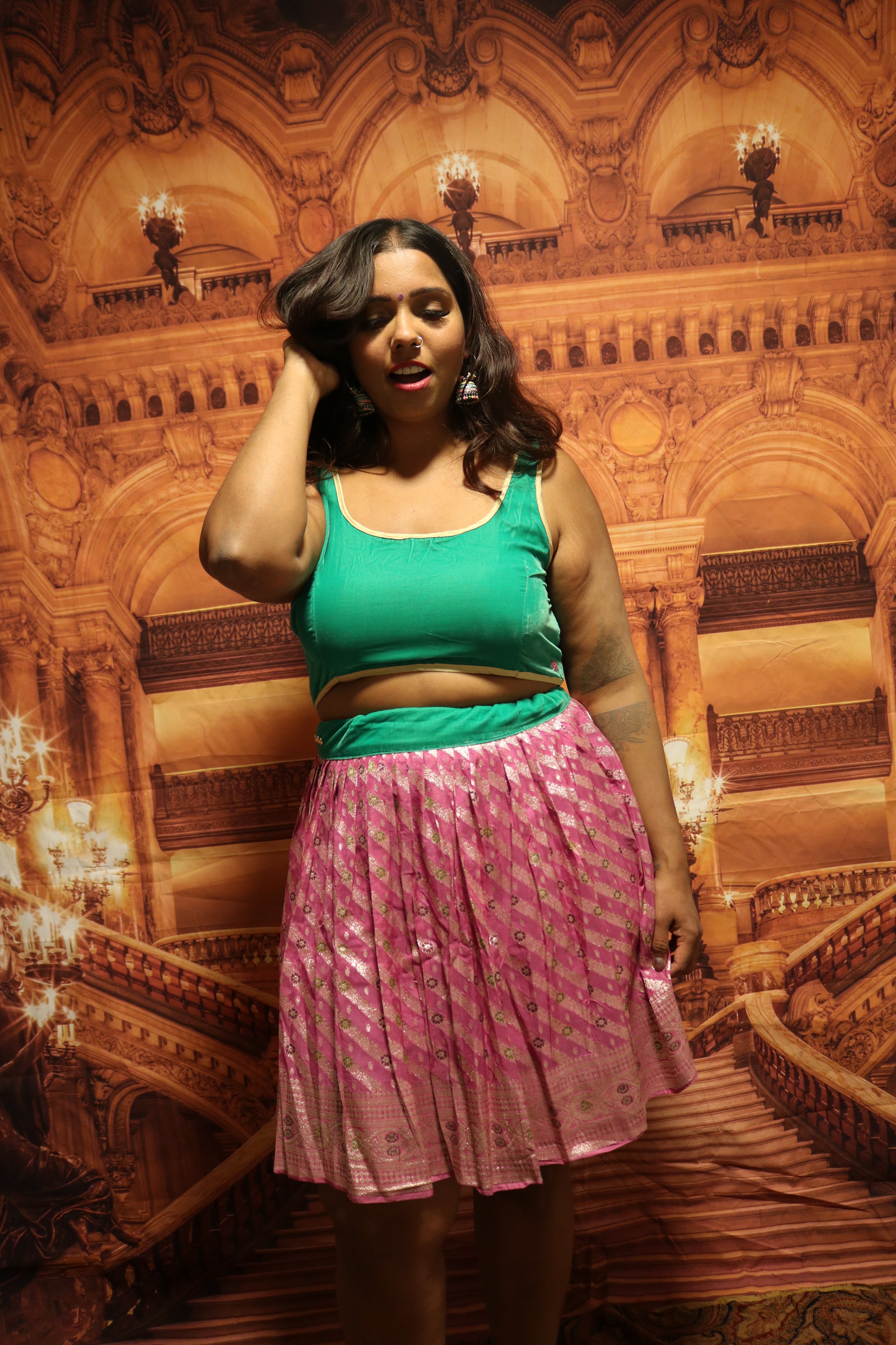 "Maharani's Plum Garden” Mini Co-ord Set