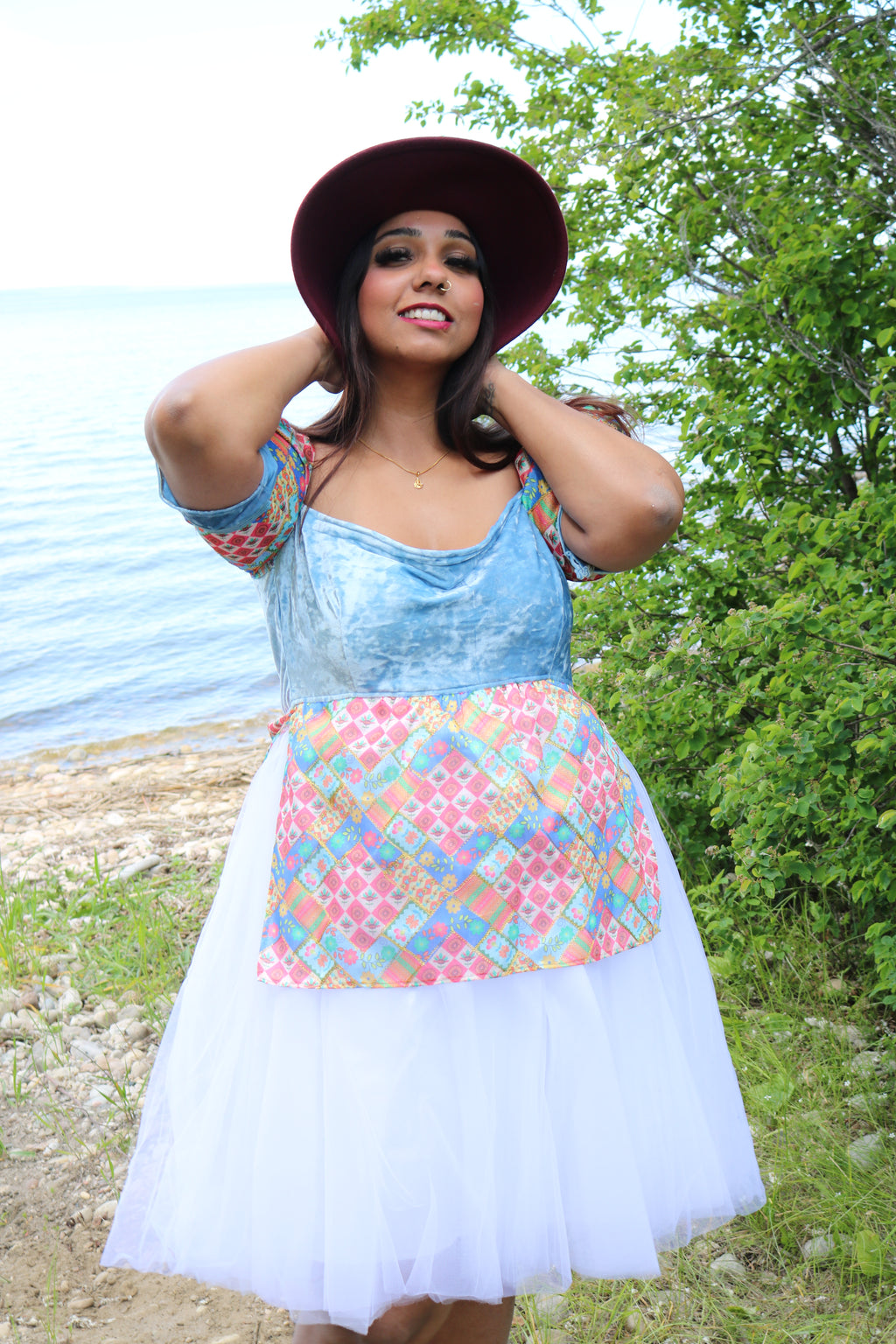 Pastel Goddess Blue Velvet Short Dress