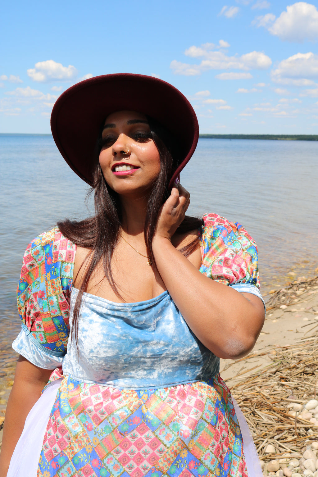 Pastel Goddess Blue Velvet Short Dress