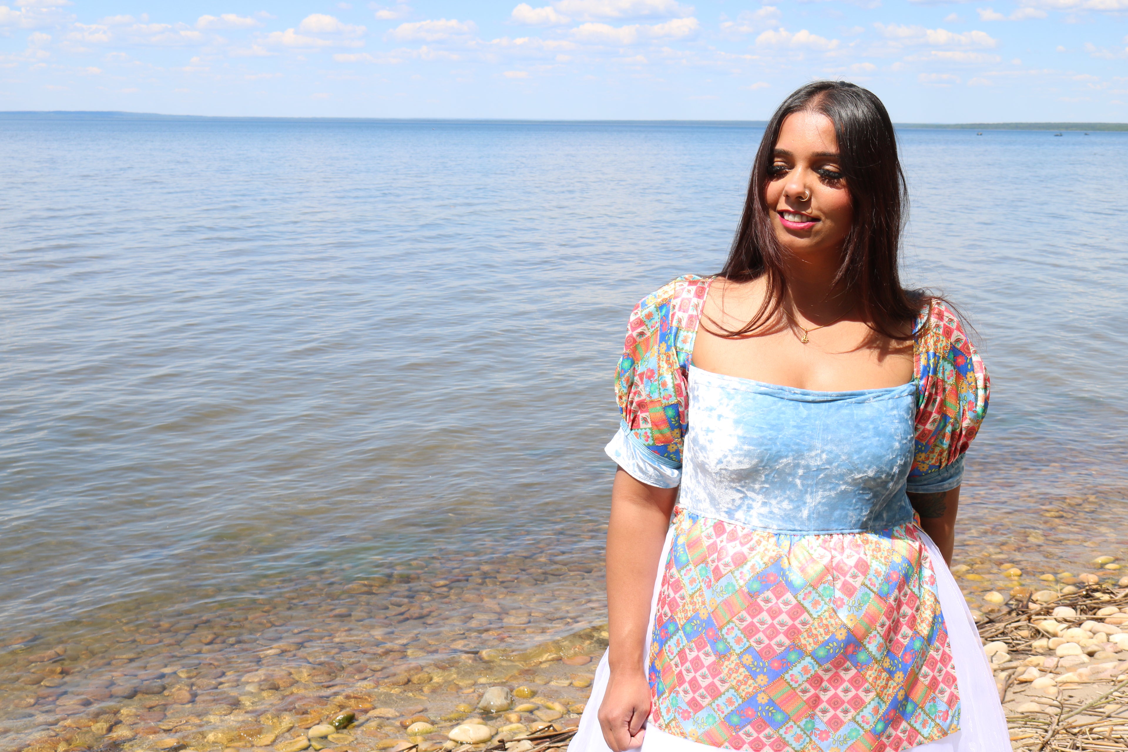 Pastel Goddess Blue Velvet Short Dress