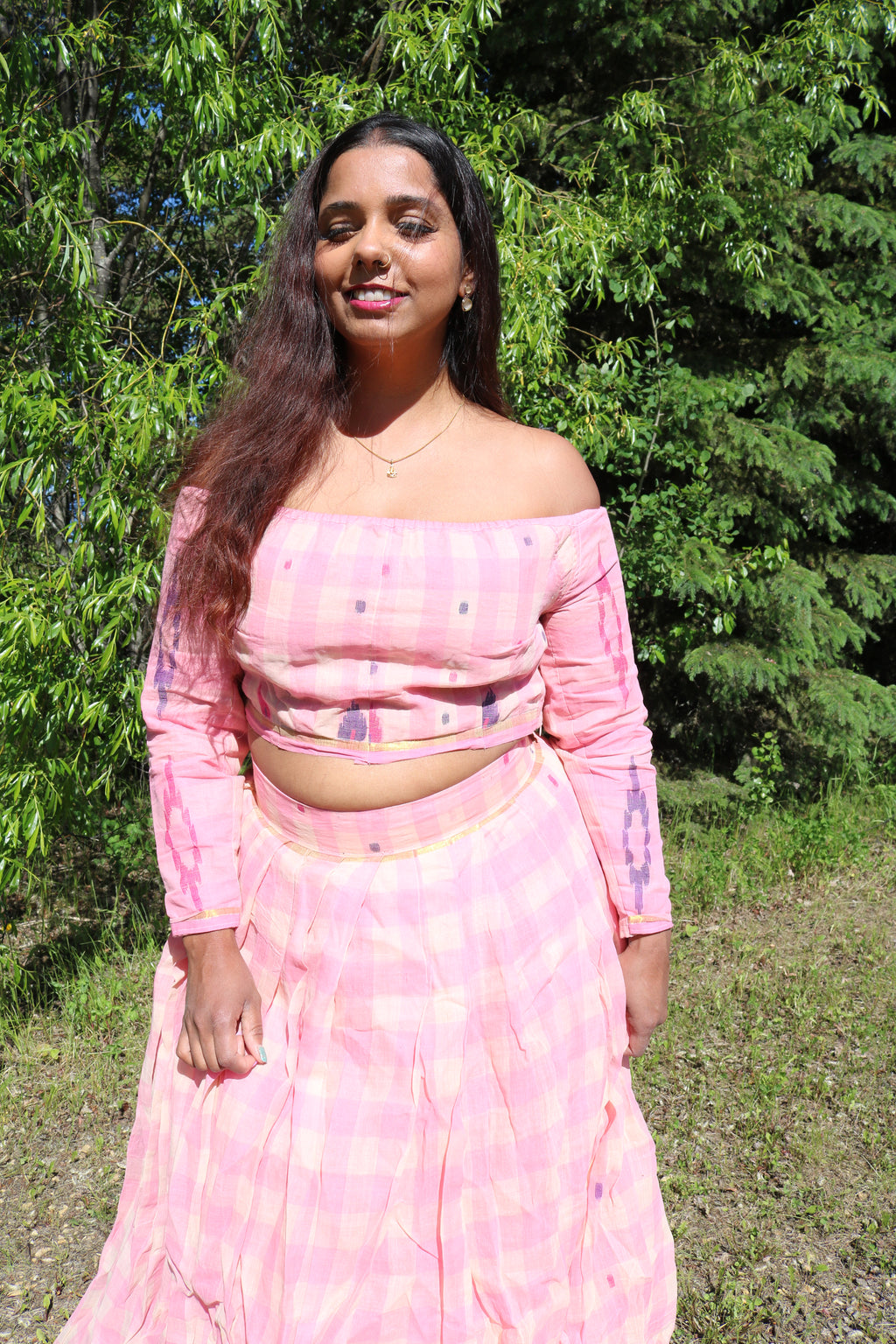 Plaid in the Pink Lehenga Set