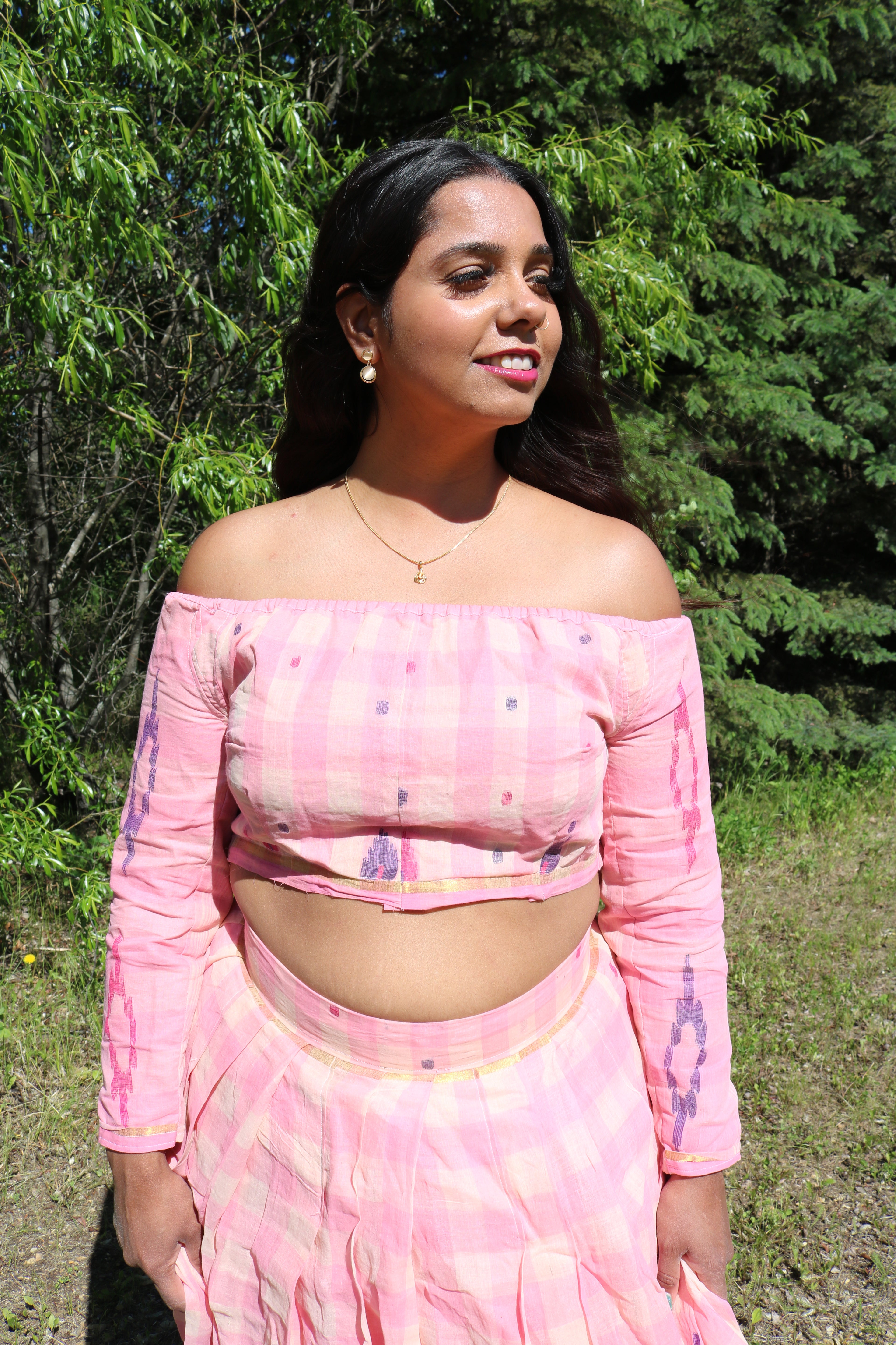 Plaid in the Pink Lehenga Set
