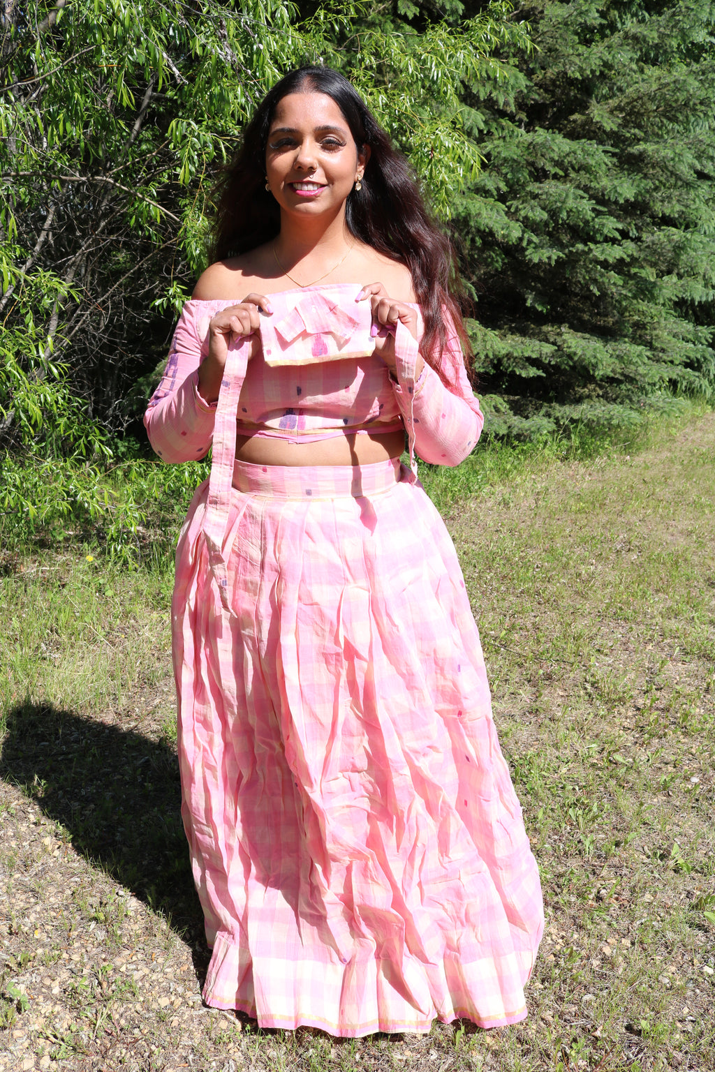 Plaid in the Pink Lehenga Set