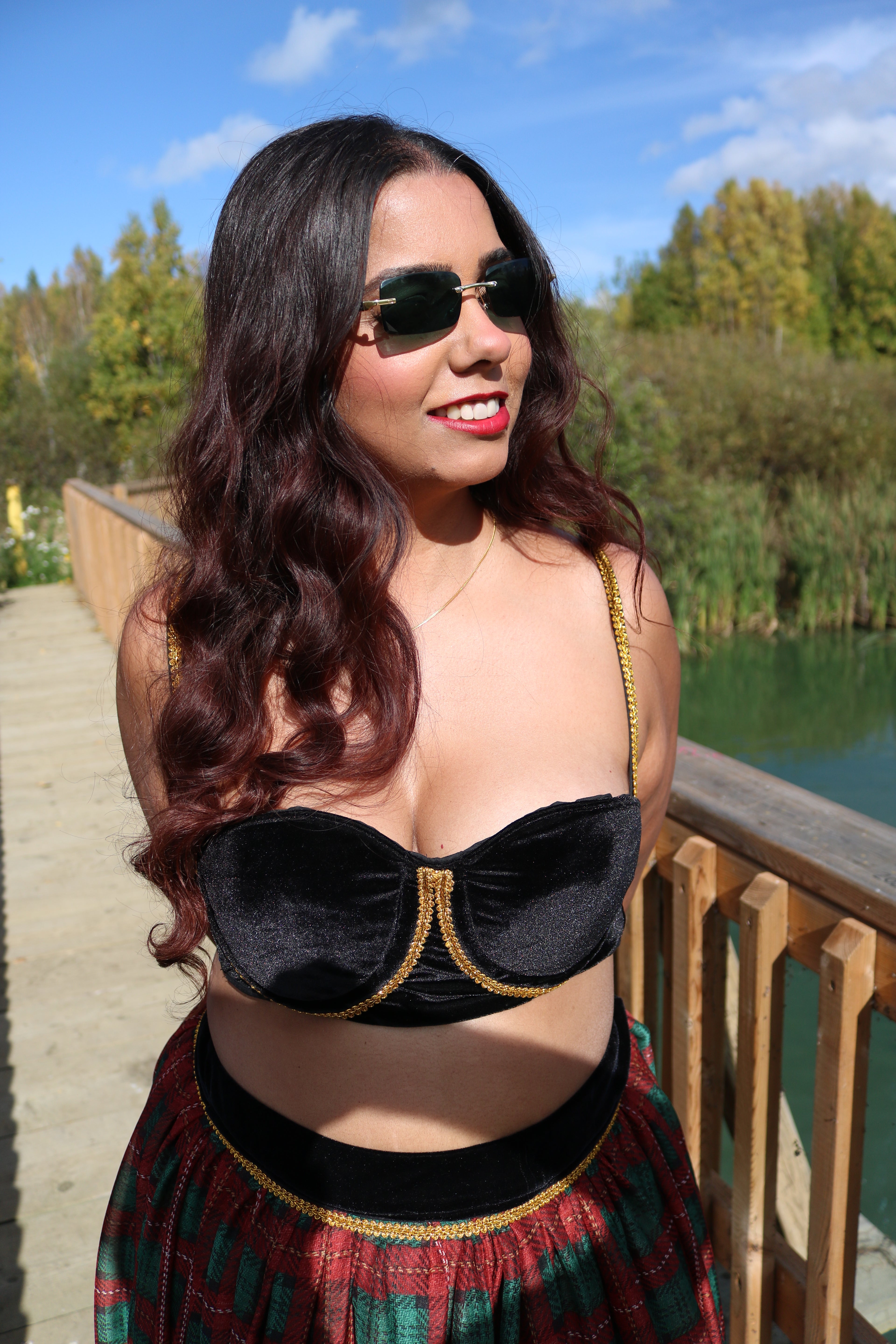 The Plaid Affair Lehenga Set (Red)