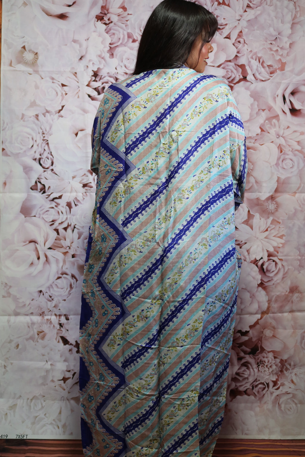 Abstract Harmony Silk Saree Kimono Robe