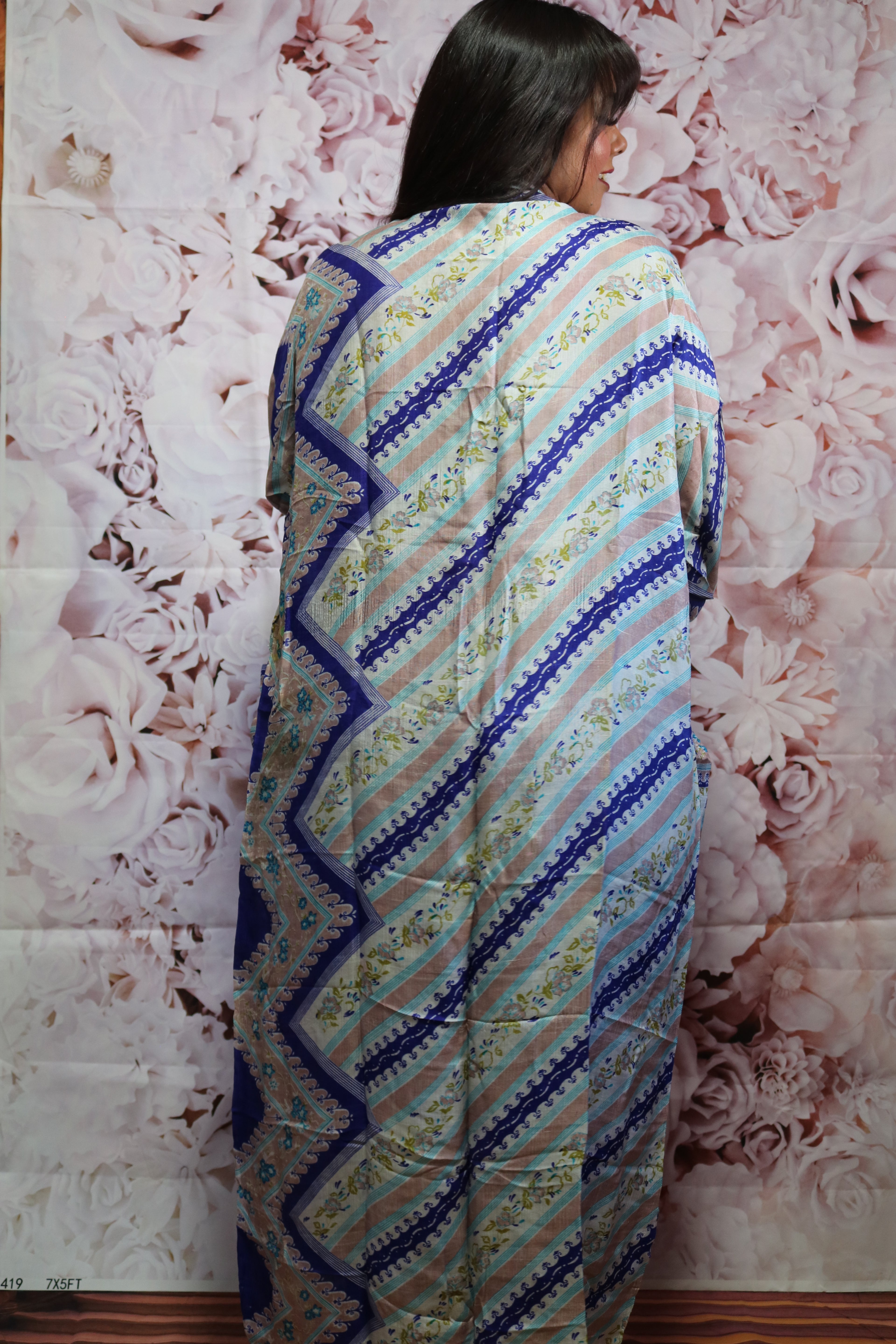 Abstract Harmony Silk Saree Kimono Robe