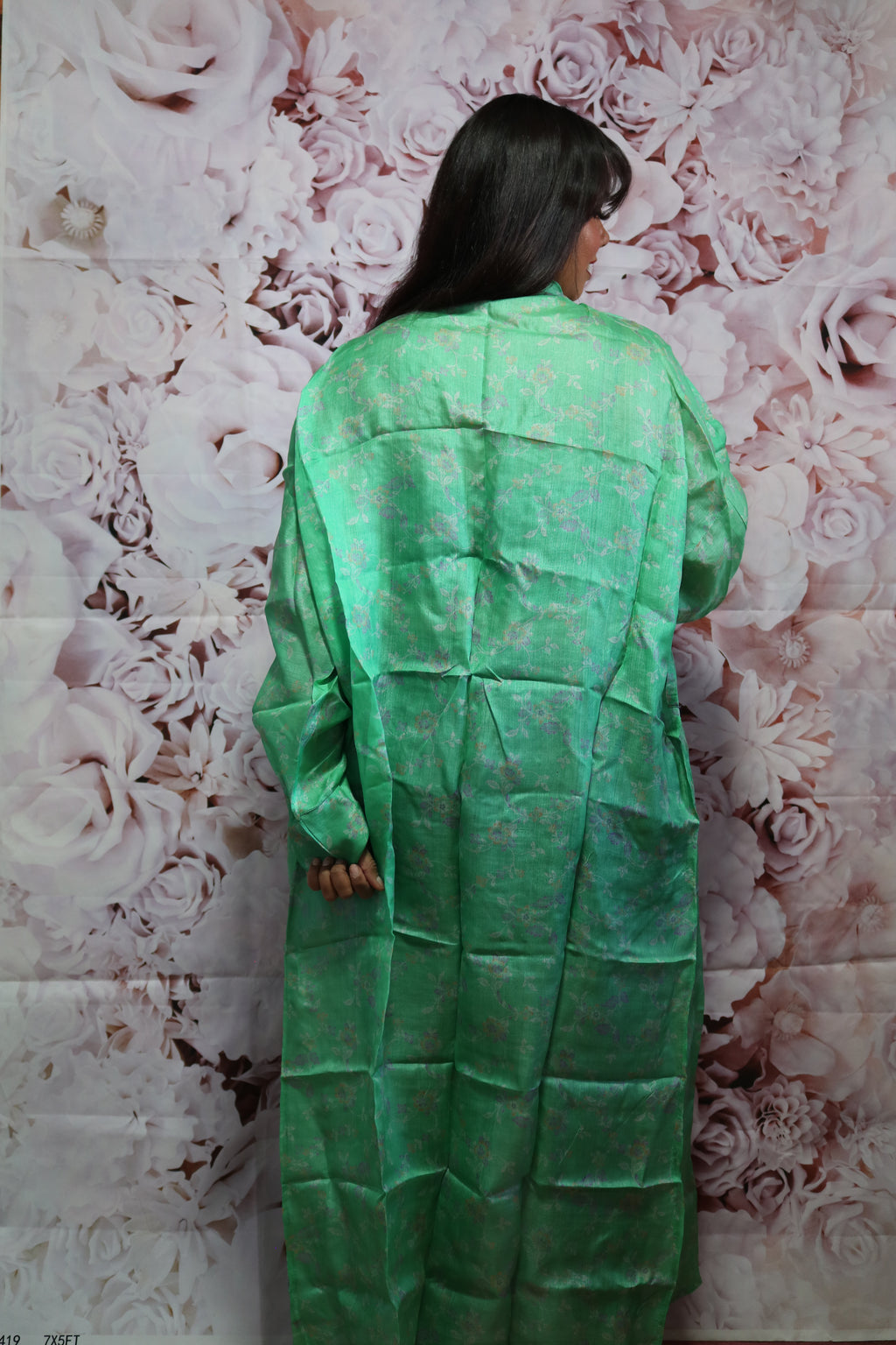 Minty Business Silk Saree Kimono Robe