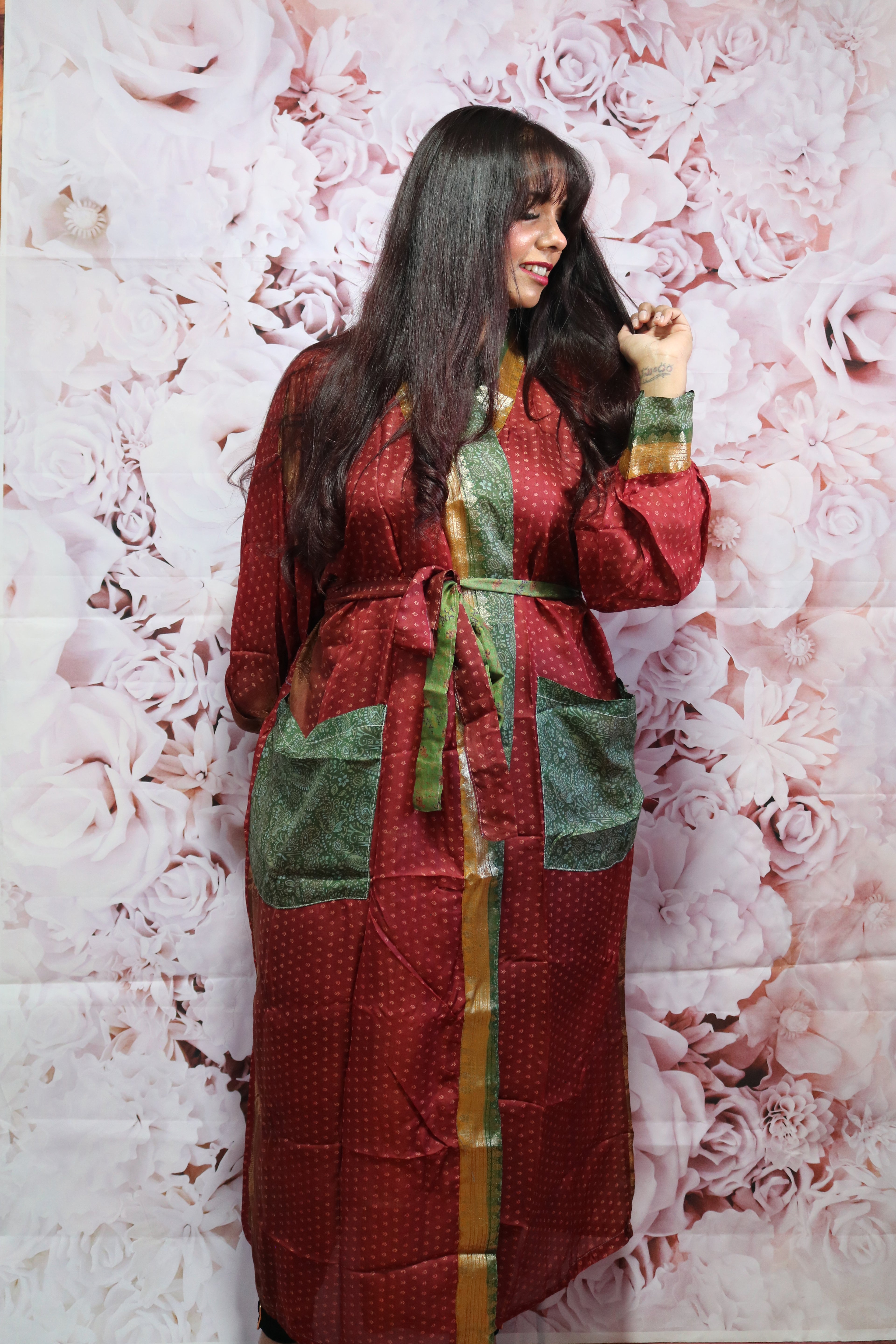 Bridal Ensemble Silk Saree Kimono Robe