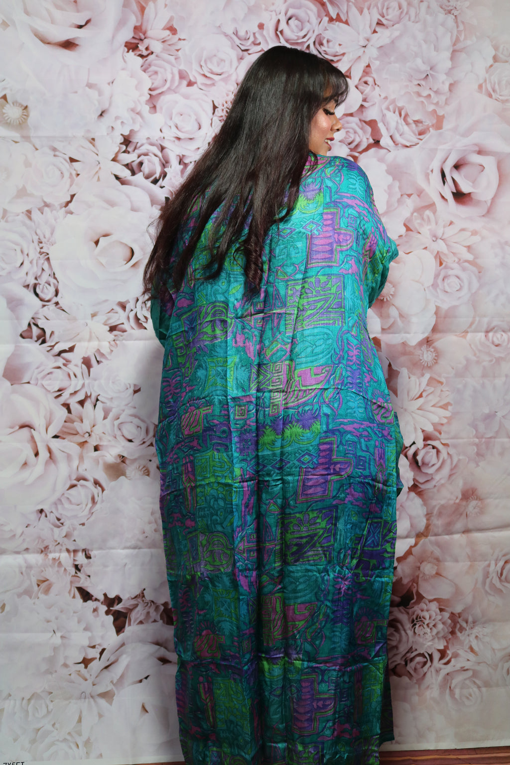 Stained Glass Silk Saree Kimono Robe